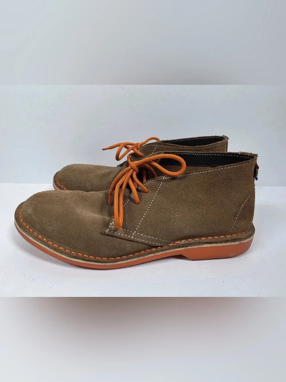 Veldskoen Mens Heritage Bloem Chukka Boots Brown Suede Orange Sole Size 9